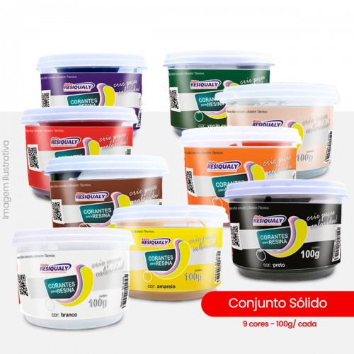 Kit com 9 Corantes de cor sólida para Resinas de 100g